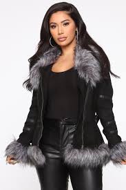 New York Faux Fur Jacket Black Combo Black Faux Fur Jacket Fur Jacket Fashion Nova Outfits