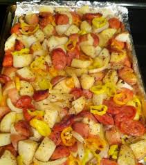 Oven Roasted Sausage Potatoes Peppers Recipe Recipe In 2020 Stuffed Peppers Sheet Pan Dinners Recipes Sausage Potatoes And Peppers