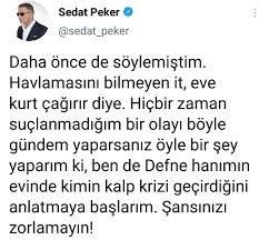Check spelling or type a new query. Aykiri On Twitter Sedat Peker In Attigi Tweet Ten Sonra Defne Samyeli Twitter Turkiye Gundeminin Ilk Sirasina Yukseldi Su Ana Kadar 20 Binin Uzerinde Mesaj Paylasildi Https T Co It0msmdlux