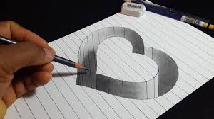 The use of pencil strokes to show the guitar strings sure makes it real. Pencil Simple 3d Heart Drawing Novocom Top