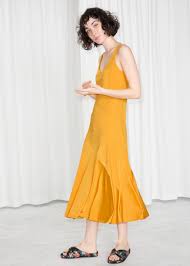 Asymmetrical Flowy Midi Dress Yellow Midi Dresses Other Stories Flowy Midi Dress Dresses Midi Dress