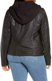 Caslon Hooded Leather Moto Jacket Plus Size Nordstrom Moto Jacket Leather Moto Jacket Jackets