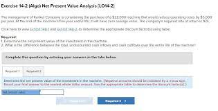 Solved Exercise 14-2 (Algo) Net Present Value Analysis | Chegg.com