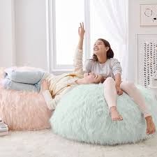 Himalayan Faux Fur Blush Bean Bag Chair Pottery Barn Teen