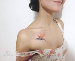 Bird Of Paradise Flower Tattoo On The Chest Tattoos Bird Of Paradise Tattoo Tropical Flower Tattoos