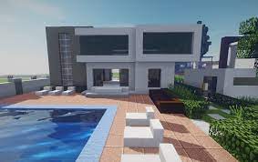 Here is a look at a modern house i made in minecraft.the back of the house is a bit messed up. Modern House 13 Schematics Creation 14418
