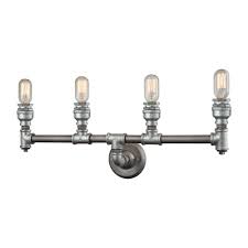 This is an original vanity light fixture that is located in the bathroom of an apartment that i recently purchased. Titan Lighting Cast Iron Pipe 4 Light Weathered Zinc Vanity Light Tn 75324 The Home Depot