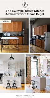 The company has expert kitchen designers to help customers with their remodeling project. The Everygirl Office Kitchen Makeover The Everygirl Modern Kitchen Remodel Diy Kitchen Remodel Home Depot Kitchen