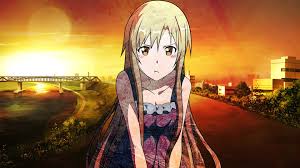 Sword Art Online Anime Anime Girls Yuuki Asuna Orange Eyes Brunette Blue Eyes Long Hair Sunset Wallpaper Resolution 1920x1080 Id 35258 Wallha Com His clothes under the armor were also blue. sword art online anime anime girls