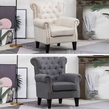 Nailhead fabric armchair restoration hardwarepro. Occasional Chesterfield Fabric Armchair Wing Back Nailhead Diamond Tufted Chair Ebay