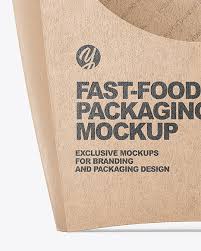 Download Kraft Paper French Fries Small Size Packaging Mockup Front View In Box Mockups On Yellow Images Object Mockups