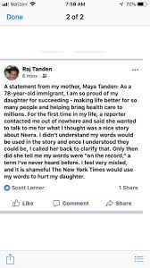 Tanden was a healthcare adviser under the barack obama administration and helped draft his known for her combative tweeting, tanden seems to have a habit of clashing with anyone who. Neera Tanden On Twitter A Statement From My Mom Maya Tanden