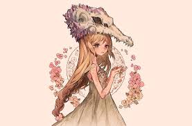 Brown hair is quite comon natural hair color, but that doesn't make it anything less. Hd Wallpaper Anime Original Blonde Brown Eyes Flower Long Hair Skull Wallpaper Flare