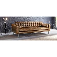 Sofa bristol (fashion home) 14043_serial number author: Gestepptes 3 Sitzer Sofa Aus Leder Braun Mikado Mikado Maisons Du Monde