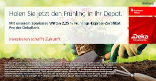 Preiswerte verwahrung von deka investmentfonds, fonds der internationalen kooperationspartner sowie ausgewählter zertifikate. Holen Sie Jetzt Den Fruhling In Ihr Depot Sparkasse Witten