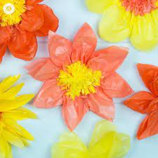 Start by cutting your tissue paper into squares. Giant Tissue Paper Flowers Easy Paper Craft Diy