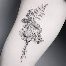 Flower tattoos are becoming more edgy, but are staying gorgeous and poetic. Love These Dainty Flowers British Flowers Make Me So Happy And Remind Me Of Summers Camping In The Country Black Flora Tattoos Bouquet Tattoo Floral Tattoo