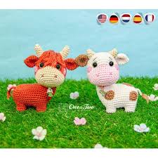 Get the free written pattern and photo tutorial here. Penelope The Cow Quad Squad Series Amigurumi Crochet Pattern English Dutch German Spanish French