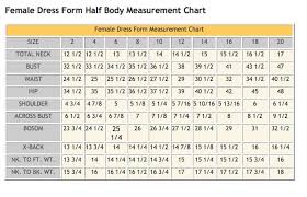 female dress form measurement chart body measurement chart