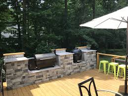 Grill Island For The Egg And Traeger Diy With Airstone Outdoor Grill Station Patio Diy Outdoor Kitchen