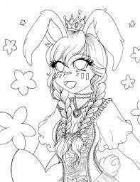 Among these bunny coloring pages, you can find the classic trickster of old times, bugs bunny together with his cute girlfriend, lola bunny. Girl With Bunny Ears Coloring Page Free Printable Coloring Pages For Kids
