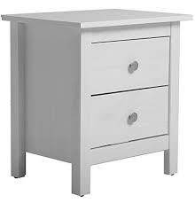 Table Chevet 2 Tiroirs Blanc Fabrique En Bois De Pin Massif Comodini Cassettiere Bianco