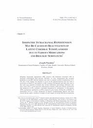 PDF) Idiopathic intracranial hypertension may be caused by reactivation of  latent cerebral toxoplasmosis due to various medications and biologic  substances