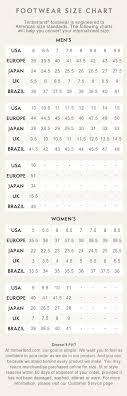 Timberland Footwear And Clothing Size Charts Timberland Nz