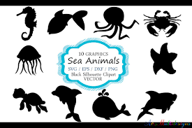 Download Sea Animals Silhouette Vector Sea Animal Sea Animal Svg File Eps Vector Sea Animals Clipart 46397 Illustrations Design Bundles