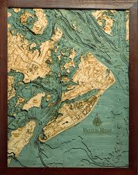 Hilton Head 3 D Nautical Wood Chart 16 X 20