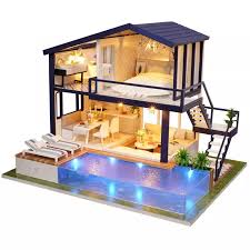 Most of our pool house plans and pool cabana plans offer a shower room, indoor and outdoor kitchen and covered balcony and more. Diy Miniature Doll House Wooden Villa With Swimming Pool Assembling Doll House Model Kits Toy For Girl S Gift Doll House Accessories Aliexpress