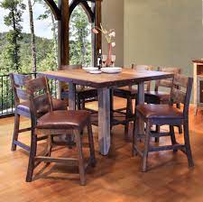 The charm that comes with bar height tables is almost irresistible. International Furniture Direct 900 Antique Ifd967count Mc 6xbs24 52 Counter Height Dining Table Set Furniture And Appliancemart Pub Table And Stool Sets
