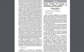 Decreto supremo que declara en emergencia sanitaria a nivel nacional por el plazo de noventa (90) días calendario y dicta medidas de prevención y control. Prorrogan La Emergencia Sanitaria Hasta Septiembre Saludyderechos Org