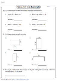 Perimeter Of A Rectangle Integers Type 2 Perimeter Of Rectangle Perimeter Fourth Grade Writing