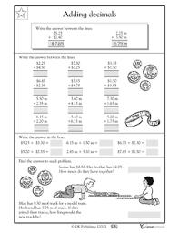 Free Printable Math Worksheets For Fourth And Fifth Grades Math Worksheets Adding Decimals Free Printable Math Worksheets