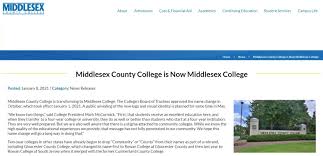 Middlesex County College Announces Name Change In 2021 Middlesex County Middlesex College
