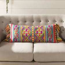 Poirier Embroidered Lumbar Pillow Cushion Embroidery Modern Throw Pillows Fabric Stamping