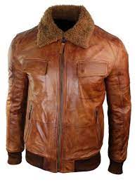 Mens B3 Bomber Rust Tan Brown Removable Fur Collar Aviator Pilot Leather Jacket Winter Leather Jackets Pilot Leather Jacket Bomber Jacket Men