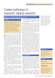 Alternative career paths for nurses nursing is a complex and ever changing profession that provides individuals with countless job opportunities. Pdf Career Pathways In Clinical Research