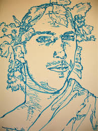 Man with grapes in hair