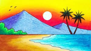 Create your very own sunset painitng with acrylics. Easy Sunset Scenery Drawing How To Draw Beautiful Scenery Of Sunset With Oil Pastels Youtube