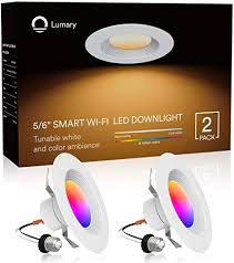 Smart Led Recessed Lighting 6 Inch Lumary Wi Fi Led Can Lights Dimmable 16 Million Colors Led Downlight Works With Alexa Google Assistant 13w 2700k 6000k 2 Pack Amazon Com