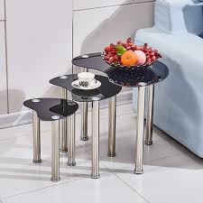 Alfred end table bontempi is the latest collection of modern coffee tables and side tables introduced by this famous italian furniture manufacturer. Qihang Uk Elegant Nesting Tables Tempered Glass Chrome Legs Nest Of 3 Tables Side Table End Table Tea Coffee Snack Table For Living Room Reception Room Balcony Black Oval Buy Online In Andorra At Andorra Desertcart Com