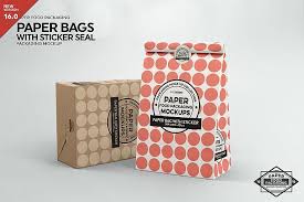 Paper Bag With Sticker Seal Packaging Mockups 284093 Branding Design Bundles In 2020 Packaging Mockup Food Box Packaging Small Paper Bags
