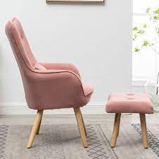 The pink polyester velvet fabric is so soft to the touch, and the set itself is generously sized (68cm x 103.4cm x 103.4cm) so your kids won't grow out of it too quickly. Frosted Velvet Wingback Lounge Chair And Footstool Pink In 2021 Lounge Chair Chair Footstool