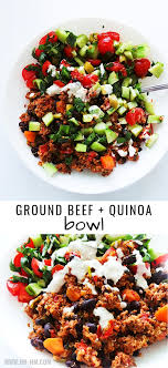 Healthy Ground Beef Quinoa And Salad Bowl Recipe Her Highness Hungry Me Recipe Healthy Ground Beef Healthy Beef Recipes Salad Bowl Recipes
