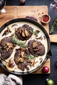 Make sure you are generous with the salt and pepper on the outside of the roast. Rosemary Beef Tenderloin With Wild Mushroom Cream Sauce Half Baked Harvest