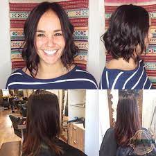 Before After Hair Short Long Medium Length Brown Color Wavy Curls Long To Short Hair Spa Salon Before After Hair
