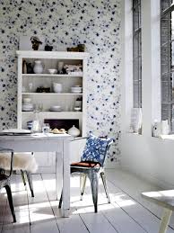 Extra wide printed botanic style wallpaper. Blue And White Wallpaper Interior Design Ideas Ofdesign