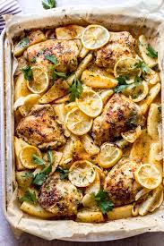 One Pan Lemon Roasted Chicken And Potatoes Little Broken Recipe Roasted Chicken And Potatoes Lemon Herb Chicken Lemon Chicken And Potatoes Recipe